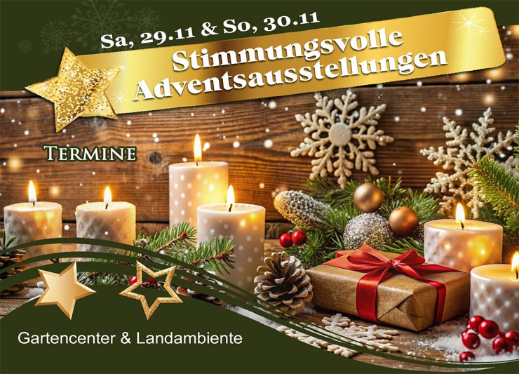 Stimmungsvolle Adventsasustellung im Gartencenter Hedden und im Landambiente Hedden