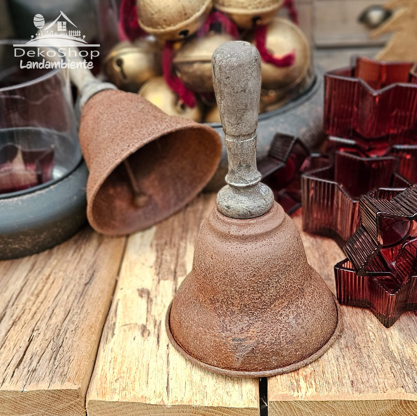 Glocke aus Metall und Holz tolle Deko